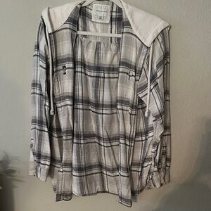 Women’s Plaid Shirt - Gray and White